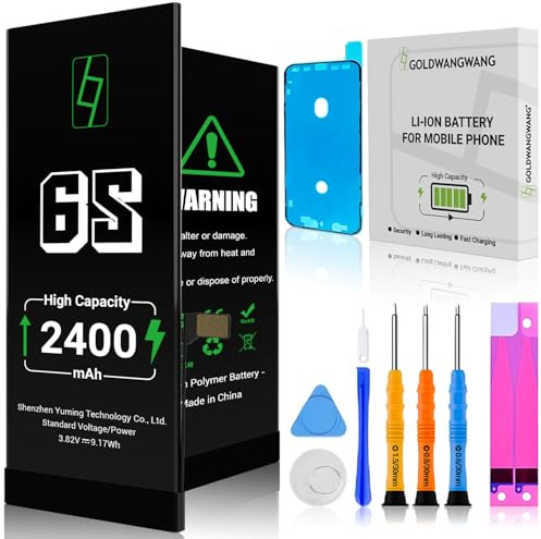 Batterie pour iPhone 6S, 2400mAh Capacité, Kit de Réparation Complet | Kompatibel mit A1633/A1688/A1700 Lithium Polymer Reparaturkit mit Werkzeugen & Anleitung CE/RoHS/FCC zertifiziert