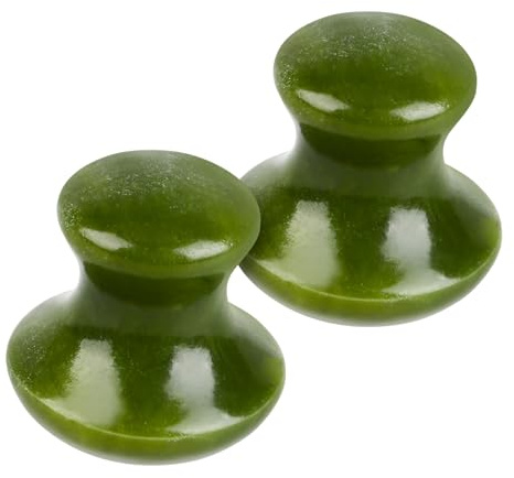 FRCOLOR Herramienta de Masaje Facial 2 Piedras de Jade en Forma de Hongo para Expulsar Toxinas y Nutrir la Piel, Adecuado para Terapia de Masaje en Cualquier Momento