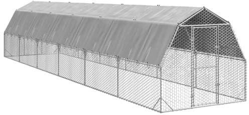 vidaXL Hönsgård med tak 2,5x12x2,25 m galvaniserat stål