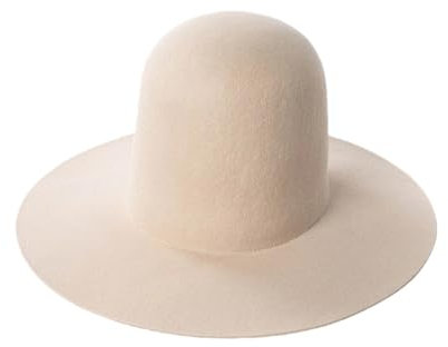 Damen 100 % Wollfilz, extra Zylinder, breite Krempe, Filzhut, beige, M