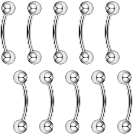 Besyvvin 10stk Curved Barbell Piercing Augenbrauen Lippe Septum Rook 1,2mm Chirurgenstahl 6mm 8mm 10mm 12mm 14mm Augenbrauenpiercing