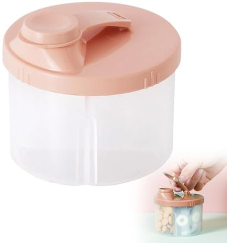Milchpulver Portionierer Baby,Milchpulverspender mit 4 Fächern,Milchpulver Aufbewahrungsbox,Milchpulver Aufbewahrung Behälter,Milchpulver Spender,Tragbarer Milchpulver-Kasten,Milchpulver Box (Rosa)