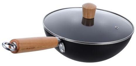 VICASKY Eisenbratpfanne Mit Holzgriff Und Deckel Kleine Antihaft-wokpfanne Zum Braten Und Kochen Tiefes Design Für Küche Und Haushalt Vielseitige Pfanne Für Gasherd Und Backen