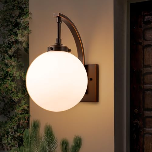 AXOTEXE Outdoor Wall Lights Fixture, Large Exterior Wall Sconce with Glass Globe, Modern Porch Lighting Wall Mount for House, Waterproof Patio Sconce Lamp, E26 Base