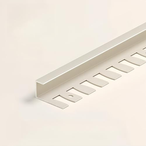 Treppenkantenprofil Biegbar Abschlussprofil 135cm 2 Stück Eloxiertem Aluminium Abschlussprofil Fliesenkanten Schutz Der Wasserdicht, feuchtigkeitsbeständig, rostfrei,Für Laminat,Parkett(Aprikosengrau,