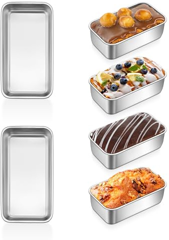 P&P CHEF Mini Loaf Pans Set, 6 PCS Small Bread Loaf Pan for Baking, 6.3 x 3.5 Inch Stainless Steel Baking Pans for Homemade Bread, Meatloaf, Cake and Brownies, Healthy & Non Toxic, Dishwasher Safe