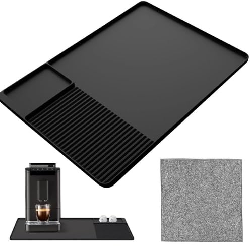 FeiFanChoice Silicone Tamper Mat 60x40x0.9cm Silicone Mat with Raised Edges Nonstick Anti Slip Heat Resistant Coffee Machine Mat Dish Drying Fits under Coffee Maker or Machine