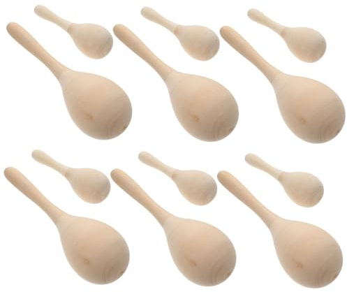CIYODO 12 Stück Teiliges DIY Holz Maracas Unlackierte Rasseln zum Selbstgestalten Musikalisches für Kindergarten und Partys
