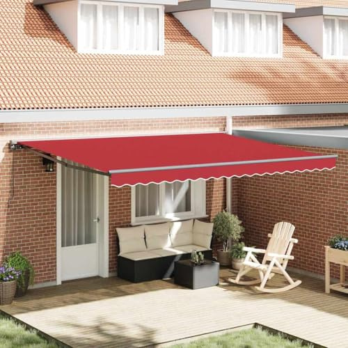 INLIFE Einziehbare Markise Manuell Rot 450x300 cm Stoff,Heim & Garten,Rasen & Garten,Garten & Balkon,Markisen,Rot,32.91 KG,3331051