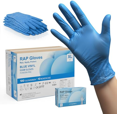 Blue Disposable Vinyl Gloves XL Size Pack of 1000 | Heavy-Duty, Powder-Free, Latex-Free, For Food Handling, Laboratory, Cleaning & Maintenance Work