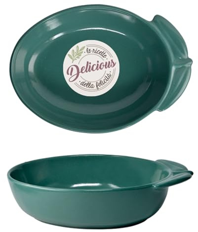 WALD Set 2 Pirofile monoporzione in Kergrès – Argilla ceramica ad alta resistenza per forno – Ideali per cucina e servizio a tavola (Oliva Verde)
