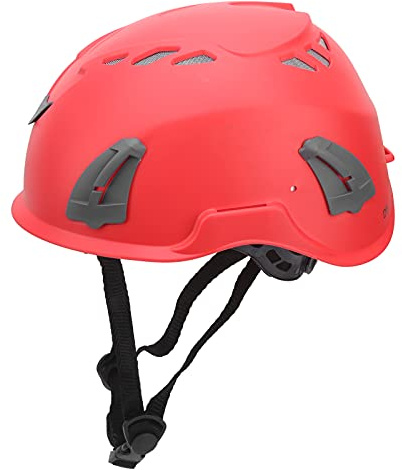 Masyrt Casco da arrampicata per adulti, casco di sicurezza all'aperto, arrampicata, casco di sicurezza industriale, casco regolabile per alpinisti (rosso)