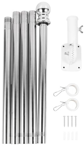Toyvian Asta Bandiera in Acciaio con Supporto Girevole da Parete per Giardino Balcone Esterno Kit Palo Antinvolo per Bandiere Stagionali e Festive