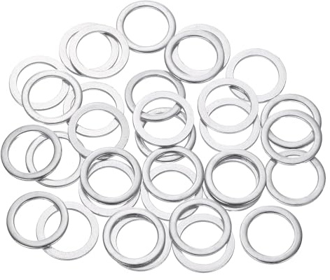 QUARKZMAN 150 Piezas Arandela Plana M10, Juntas Tóricas Aluminio Redondas 14mm 1mm Grosor Espaciadores Planos Para Tornillos Accesorios Reparación Maquinaria, Tonel Plateado