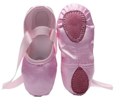 Ballerina for Girls Ballerine professionella dansskor i satin rosa för kvinnor nakna för dans, Rosa, 38.5 EU