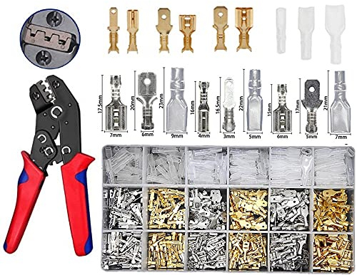 Capicorda Elettrici，Capicorda 540 / 360pcs Assortimento Femmina Maschio Electrical Spade Filo Teletico Connettori Aleghies Battery Starter Cable Split Crimp Terminals Kit(360PCS-SN48B)