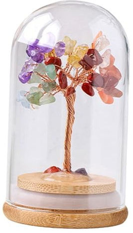 YUSSEQDD Glücksbaum Statue, Bonsai Innendekor für Wohlstand und Reichtum im Heim, dekoratives Schreibtisch Sammelobjekt, Glas, Wohlstandsbüros, Geldbaum Skulptur, Fengshui Hausdekoration