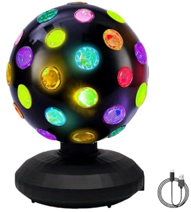 Disco-Kugel LED Nachtlicht Projektor - 360° Rotierende Partylampe mit Mehrfarbigen LEDs für Bühne, Club, Bar, Halloween & Weihnachten - Partydeko & Beleuchtung für Geburtstag, Feiern und Events