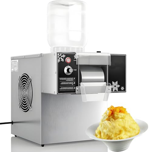 DowPie Macchina per Ghiaccio a Fiocchi di Neve Multi-Scena, tritaghiaccio Commerciale e Produttore di Ghiaccio tritato, Compatibile con frullati di Latte e succhi di Birra 110V-120F
