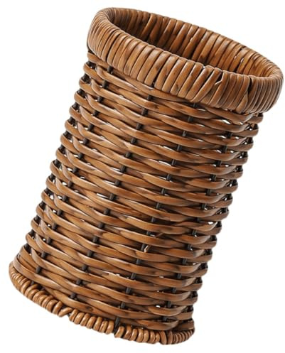 Gatuida Organizador de Cubiertos Tejido Multifuncional, Cesta para Utensilios de Cocina, Porta Cubiertos Diseño de Imitación Ratán, Cesta de Almacenamiento para Mesa, Uso Portátil