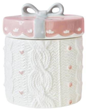 QUXVUIS Boîte de Rangement en Porcelaine avec Couvercle hermétique, idéale pour Conserver Divers Aliments. Style campagnard, Blanc, Rose, Pull-Over