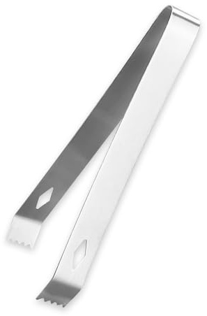 Targonix Pinzas de carbón de acero inoxidable con dientes, pinzas de hielo y pinzas para ahumar para shisha carbón, barbacoa y cocina, pinza para recoger para casa, terraza y eventos al aire libre