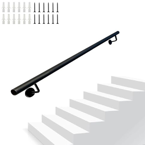 Corrimano per Scale 1 2 3 4 5 6 metri Corrimano Antiscivolo Fissati al Muro con Raccordi Maniglione di Sicurezza per Ringhiera per Scale Moderne per Gradini Interni ed Esterni(350cm)