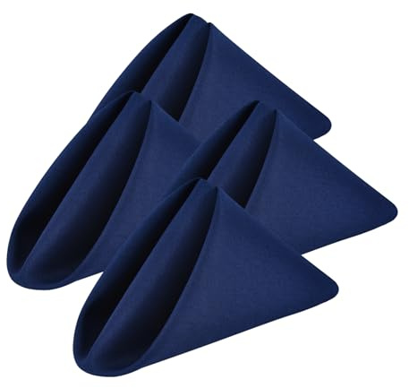 NEWISHER Set of 4 Navy Napkins, 45x45cm Washable Dinner Cloth Napkins | Reusable Polyester 17x17 inch Cloth Napkins, Hemmed Edges, Napkins for Party, Birthday and Wedding