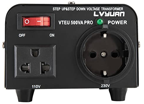 300 W spänningsomvandlare kontinuerlig effekt 220 V till 110 V 110 V 110 V till 220 V 500 VA ringkärna transformator strömförsörjning med EU-kontakt, tyst, för bärbar dator, spelkonsol, tandborste