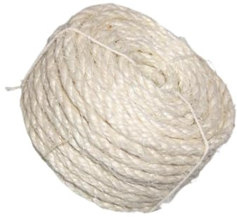 PUXZYAX Corda di sisal, spago, corda artigianale, costruzione di tiragraffi per gatti, che garantiscono elevata resistenza alla trazione e comfort, tiragraffi per gatti, Bianco, 50m