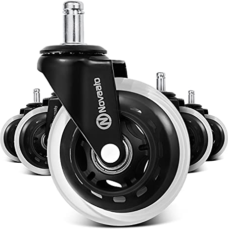 NOVAATO Rotelle per Sedie da Ufficio - Set da 5 Pezzi, Silenziose, per Pavimenti Duri, Rotelle per Sedie da Ufficio, ad Elevata Scorrevolezza, senza Graffi e Segni, 11 x 22 mm