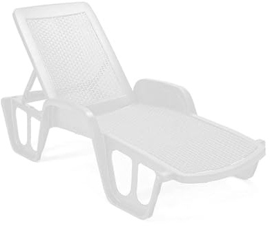 Sonnenliege für den Außenbereich, klappbares Sonnendeck, stapelbar, Made in Italy, 192 x 71 x 45 cm, weiße Farbe
