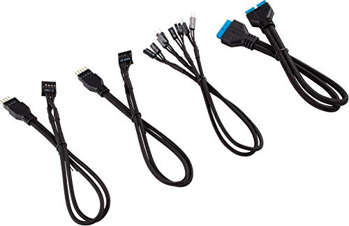 Corsair Premium Sleeved Front Panel Extension Kabel Verlängerungskit, Schwarz