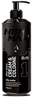 NISHMAN Aftershave Cream Cologne 01 - City Senior 400ml - 2in1 Cream & Cologne, Extra Moisturizing Men After Shave - Refreshing & Cooling Post-Shave Moisturizing Spray Lotion