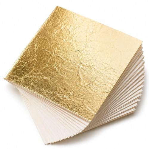 300 Blatt Blattgold 14 x 14 cm Goldfolie für Vergoldung Basteln, Malerei, Möbel Dekoration, Nagel & DIY Kunstprojekte