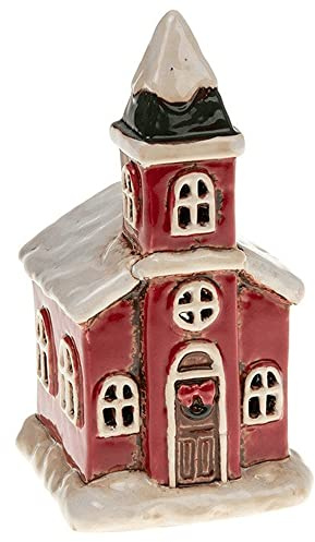 Christmas Cornish Village Pottery Laterne, rote Kirche, Teelichthalter, 15 cm