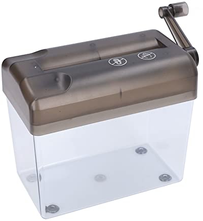 Yadoo Mini Hand Papier Aktenvernichter | Tragbare Papierschredder für A6/Gefaltet A4 | Manuelle Aktenvernichter mit Handkurbel für Haus Büro(Grau)