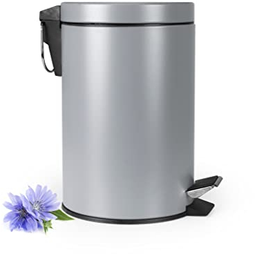 Sendez Kosmetikeimer 3L Badmülleimer Badeimer Mülleimer Treteimer Anti-Rutsch Pedal Grau