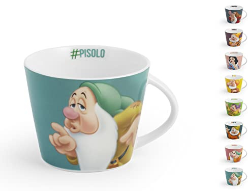 Home Disney Hashtag Set 12 Tazze da Tè in Porcellana – 270cc, Collezione Sette Nani, Tazze Colorate e Allegre, Multicolore