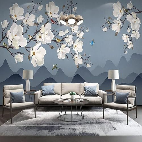 TANYANG Personnalisé 3D Papier Peint Style Chinois Fleur Et Oiseau Paysage Magnolia Photo Papier Peint Salon Tv Canapé Chambre Décor À La Maison 3 D 150Cm(W)×105Cm(H)
