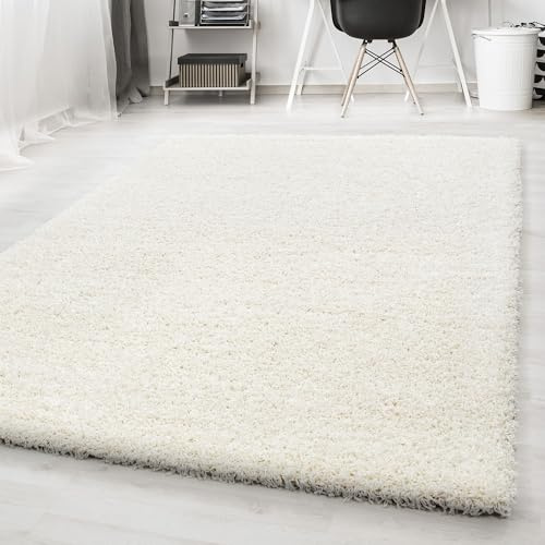 Carpetsale24 Teppich Wohnzimmer Shaggy Flokati Einfarbig Design 80 x 150 cm Creme - Hochflor Teppich Schlafzimmer Pflegeleicht Super Weich - Flauschiger Teppich Langflor 50 mm Florhöhe Läufer Flur