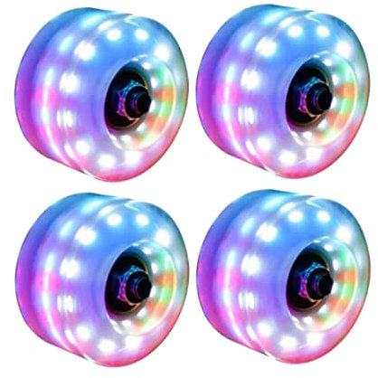 Colcolo 4 Stück Quad Roller Skate Räder 58mm x 32mm, Leuchtende Rollschuh Räder mit integrierten Lagern, Bunt