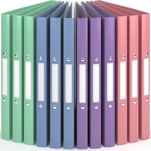 ACROPAQ - 12 x Ringbuch A4 - Mit 2 Ringen, Mit Rückenetiketten, Rückenbreite 2,5 cm, Wind, Natur Farbkollektion - Ringhefter, Ringordner, Ordner A4 Schmal, Ringmappe A4, Schulordner