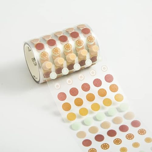 KEOJI 1250 Stück/Rolle Punkte Washi Tape Runde Aufkleber Punktierung Klebeband Dekor Scrapbooking DIY Tagebuch Planer Schreibwaren-A