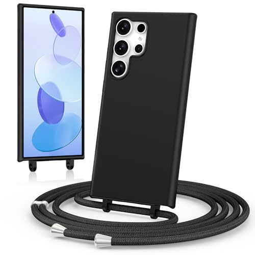 Handykette für Samsung Galaxy S23 Ultra Hülle mit Band, Handyhülle mit Schnur zum Umhängen, weiche TPU Silikonhülle mit Band [verstellbar] [abnehmbar] Halskettenhülle für Galaxy S23 Ultra