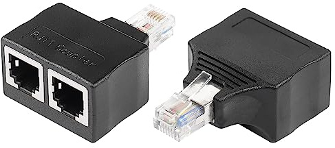 SinLoon Phone Jack Splitter RJ11 Male to 2 Female 6P6C Telephone Inline Coupler Telephone Extension Adapter for Landline Fax Machine 2 PCS (M/F)