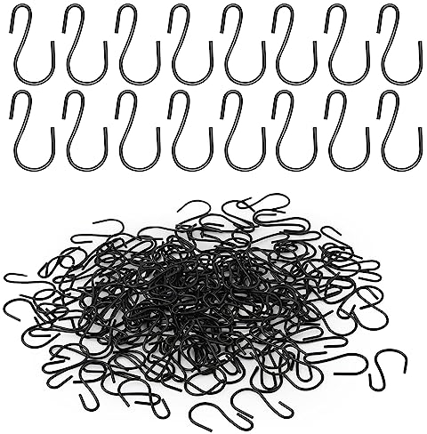NICKLIN 125pcs S Hooks Small 1 Inch Mini S Shaped Hanging Hooks Black S-Hooks Small Ornament Hook for DIY Crafts Jewelry Crystal Bead Curtain Christmas Tree Baubles Hanging Decoration