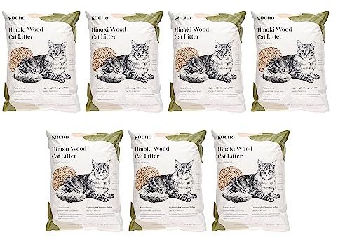 KOCHO Hinoki Wood Cat Litter Ultra Lightweight, Fresh Scent of Japanese Cypress (7pcs Pack (23.8LB))