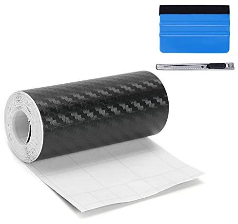 NewL Carbon Folie Auto, 10 cm x 900 cm, mit inkl. Montagewerkzeug, Schwarz | 3D Matt Carbon Webstruktur Vinylfolie, hohe Dehnbarkeit, selbstklebend, rückstandsfrei haftend für Autos, Motorräder & Möbel
