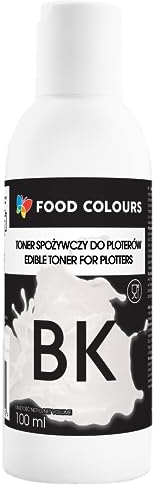 Food Colours Lebensmitteltinte für Plotter BLACK 100ML Essbarer Druck, Druck auf Waffelpapier Dekorative Ergänzung für Torten